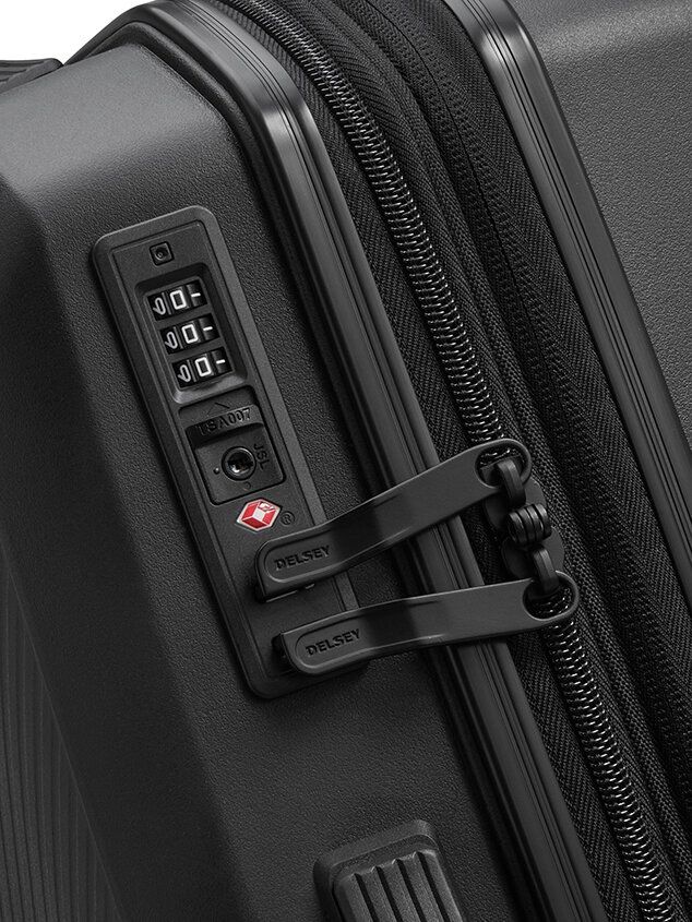 Delsey - Anvers Val Tr Sl Ext 4dr 55 - Svart matt expanderbar resväska
