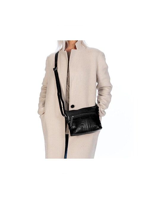 Springfield - Svart axelremsväska i skinn