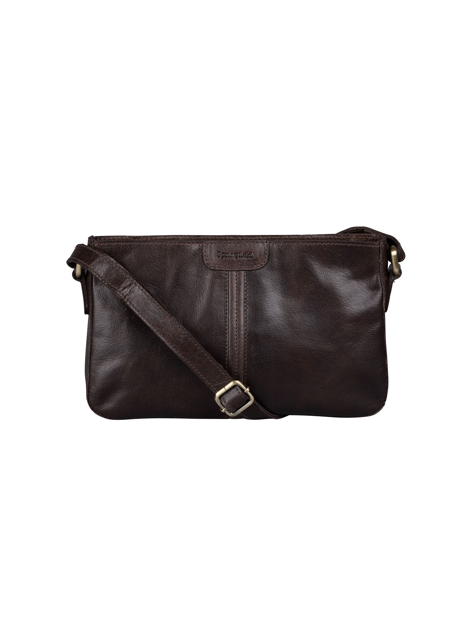 Springfield - Mörkbrun axelremsväska i skinn