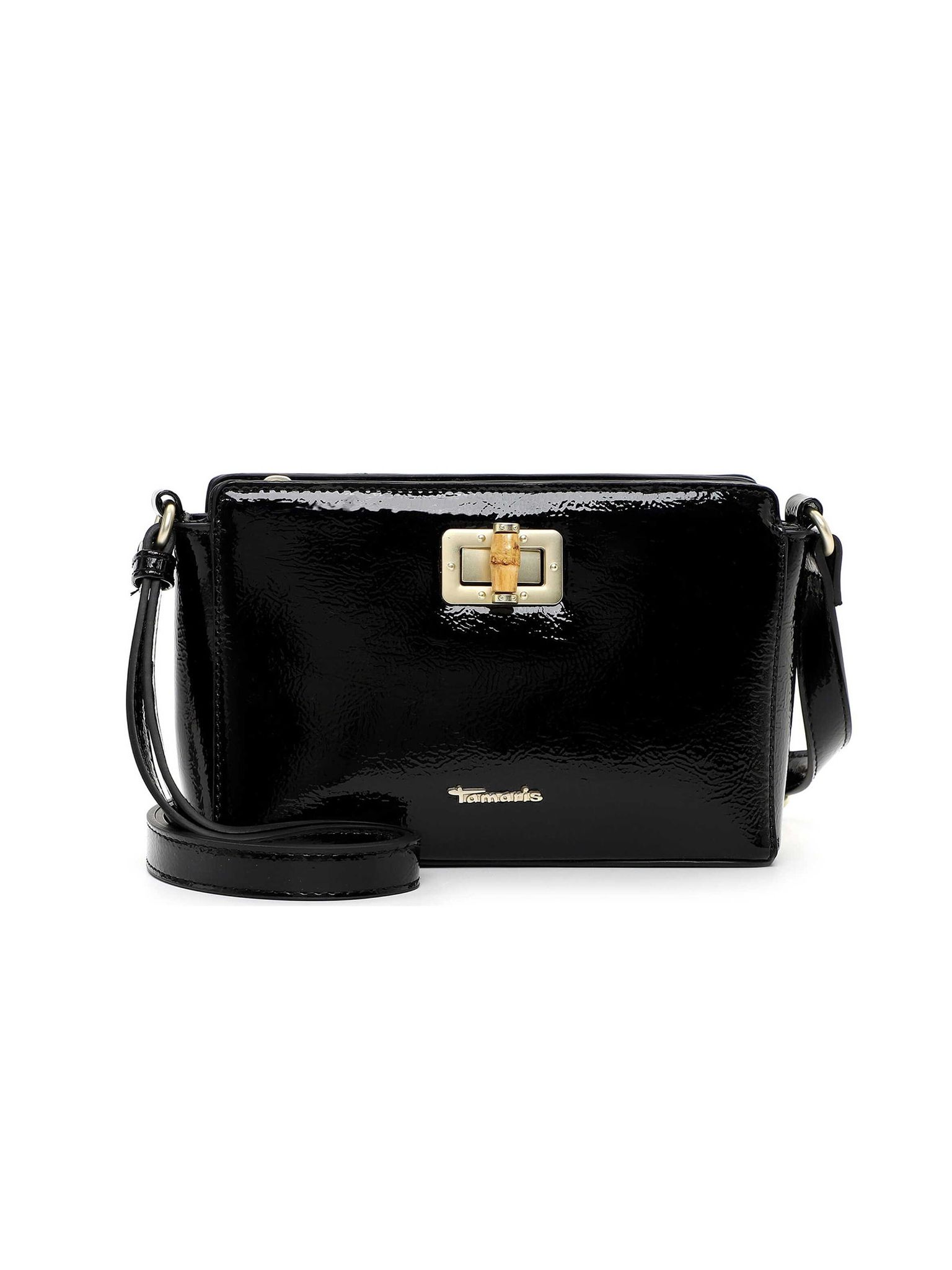 Tamaris Bags - Kristine Handbag with zipper - Svart mindre handväska i lacksyntet