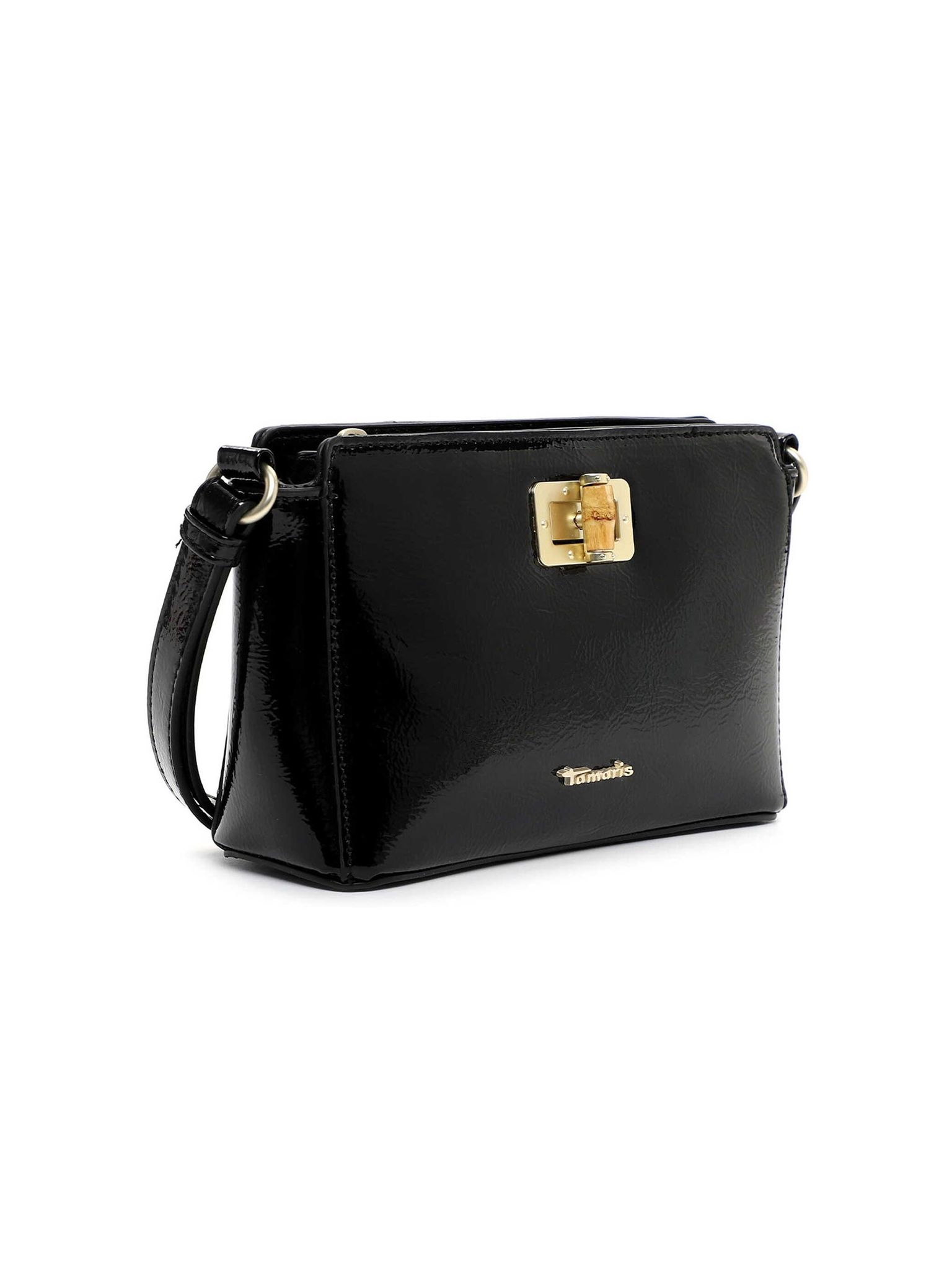 Tamaris Bags - Kristine Handbag with zipper - Svart mindre handväska i lacksyntet