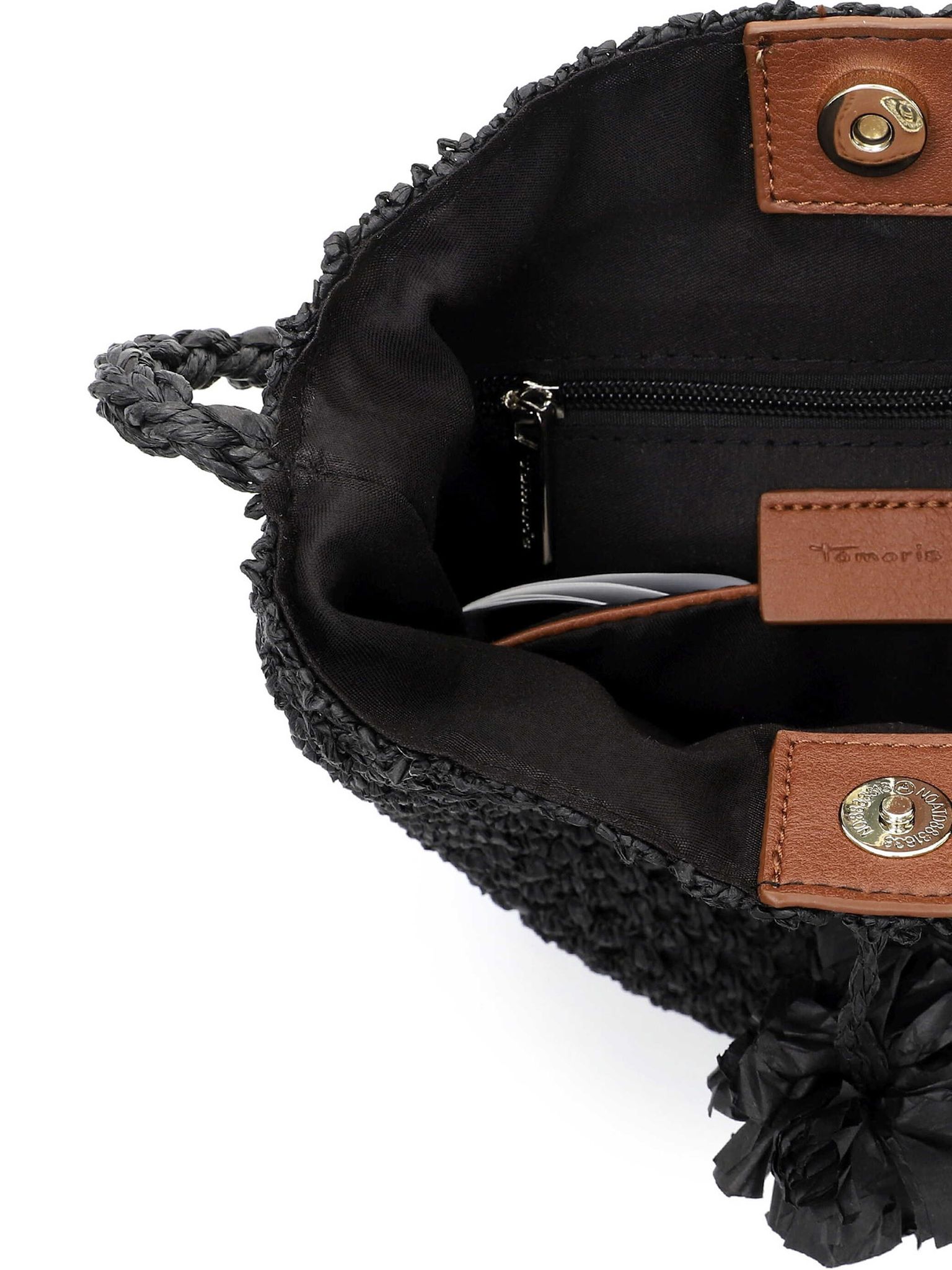Tamaris Bags - Kassandra crossover - Svart handväska i vacker raffia