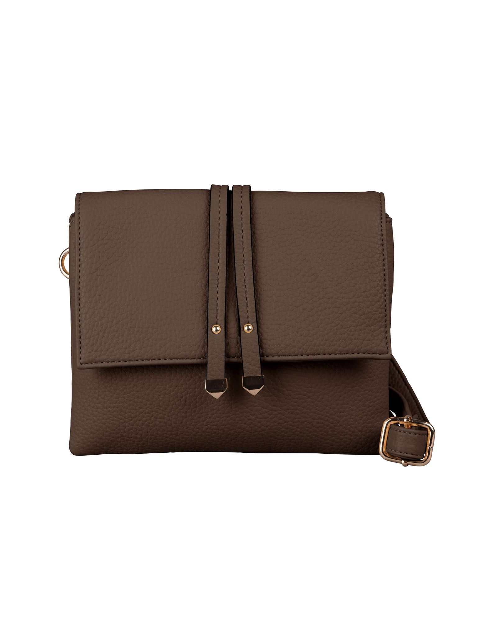 NYPD - Mörkbrun Klaffväska med remdekor