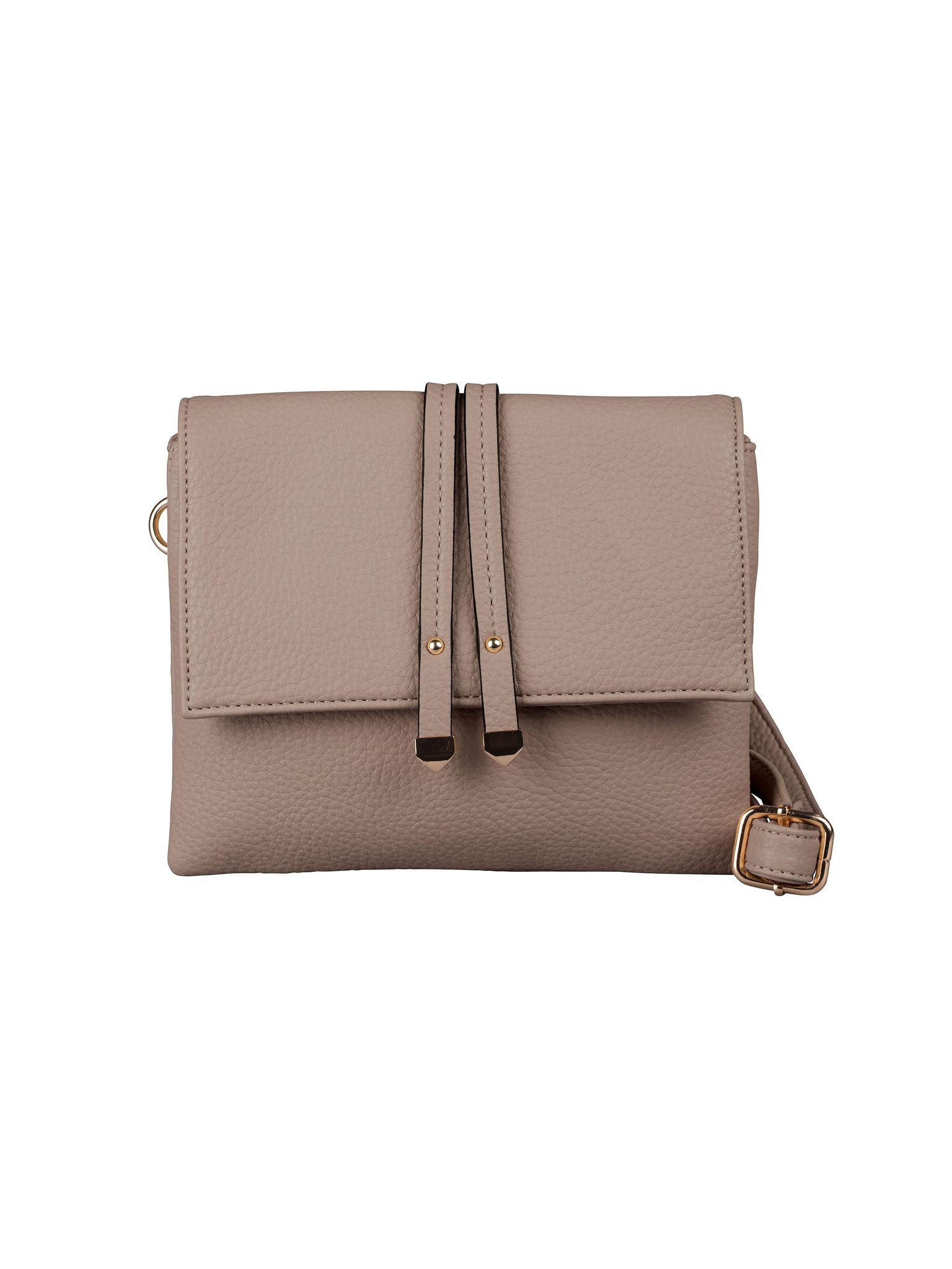 NYPD - Beige Klaffväska med remdekor