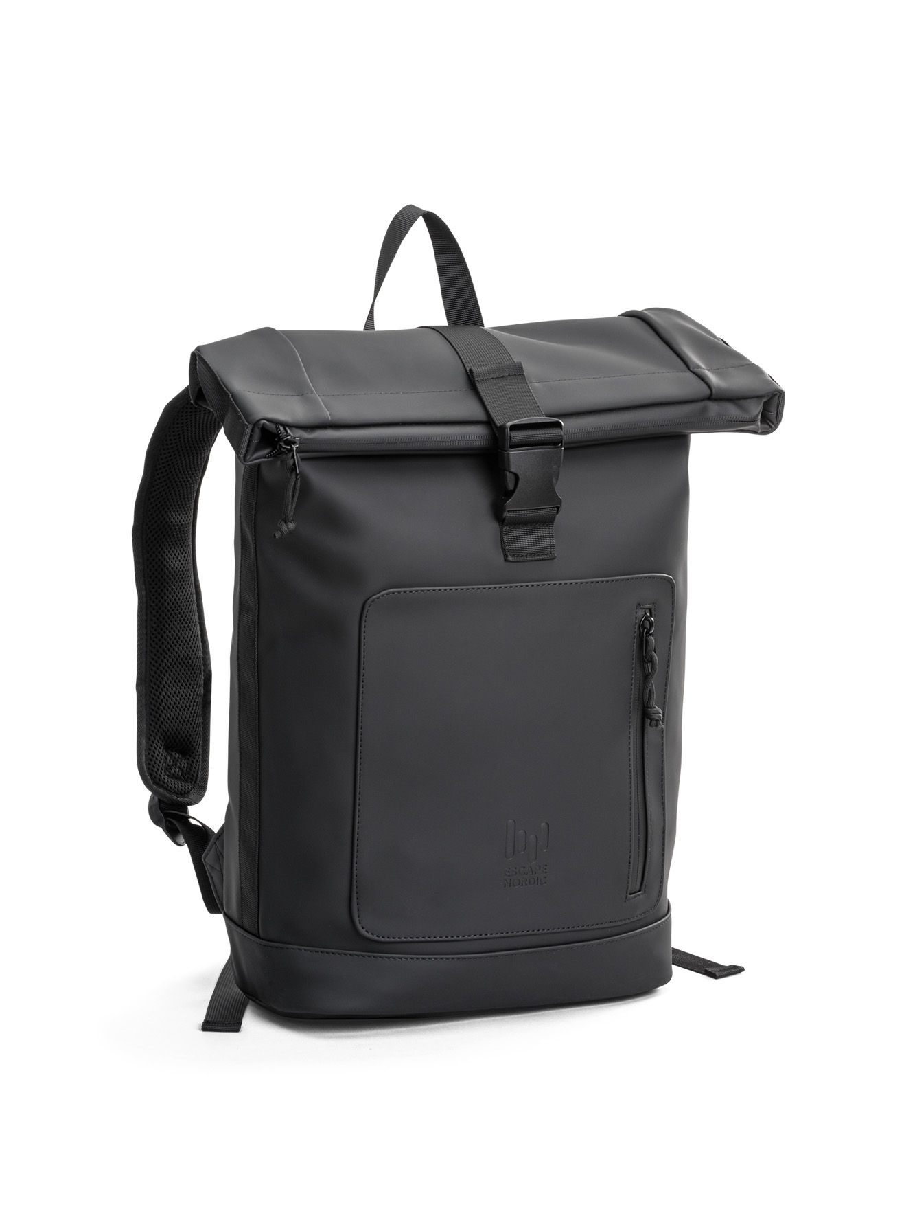 Escape - Rolltop Dull Rubber - Svart ryggsäck i vattenavstötande PU