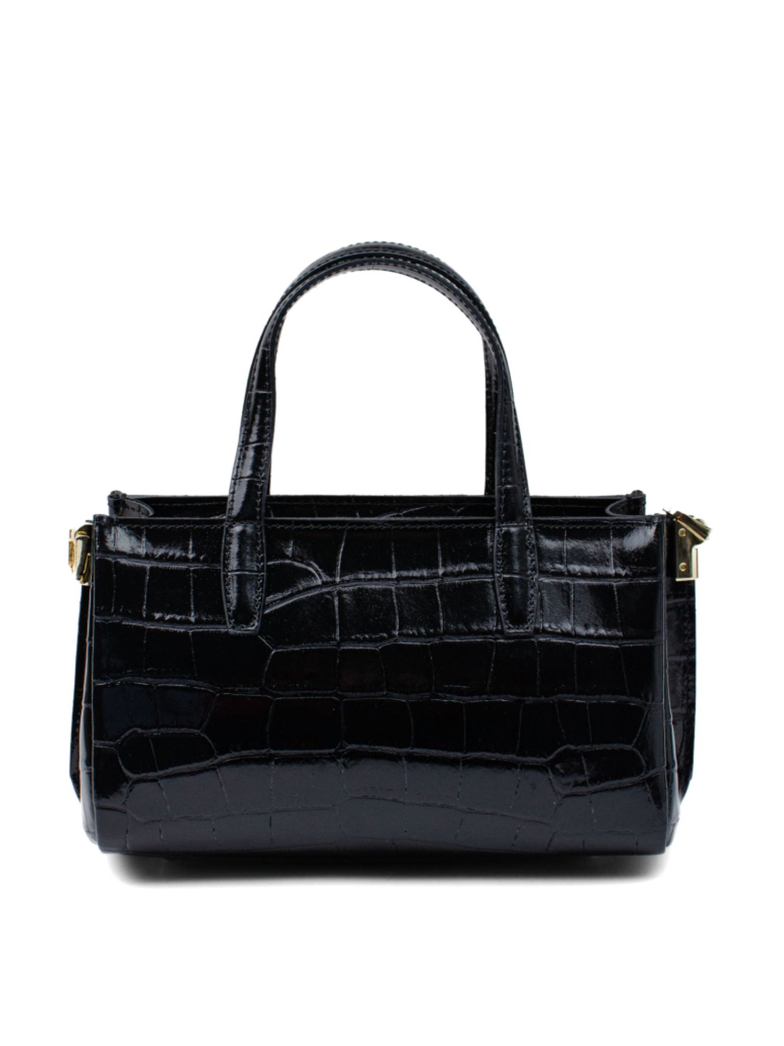 Latalia - Ancona bag croco - Svart blank väska med krokoprägling