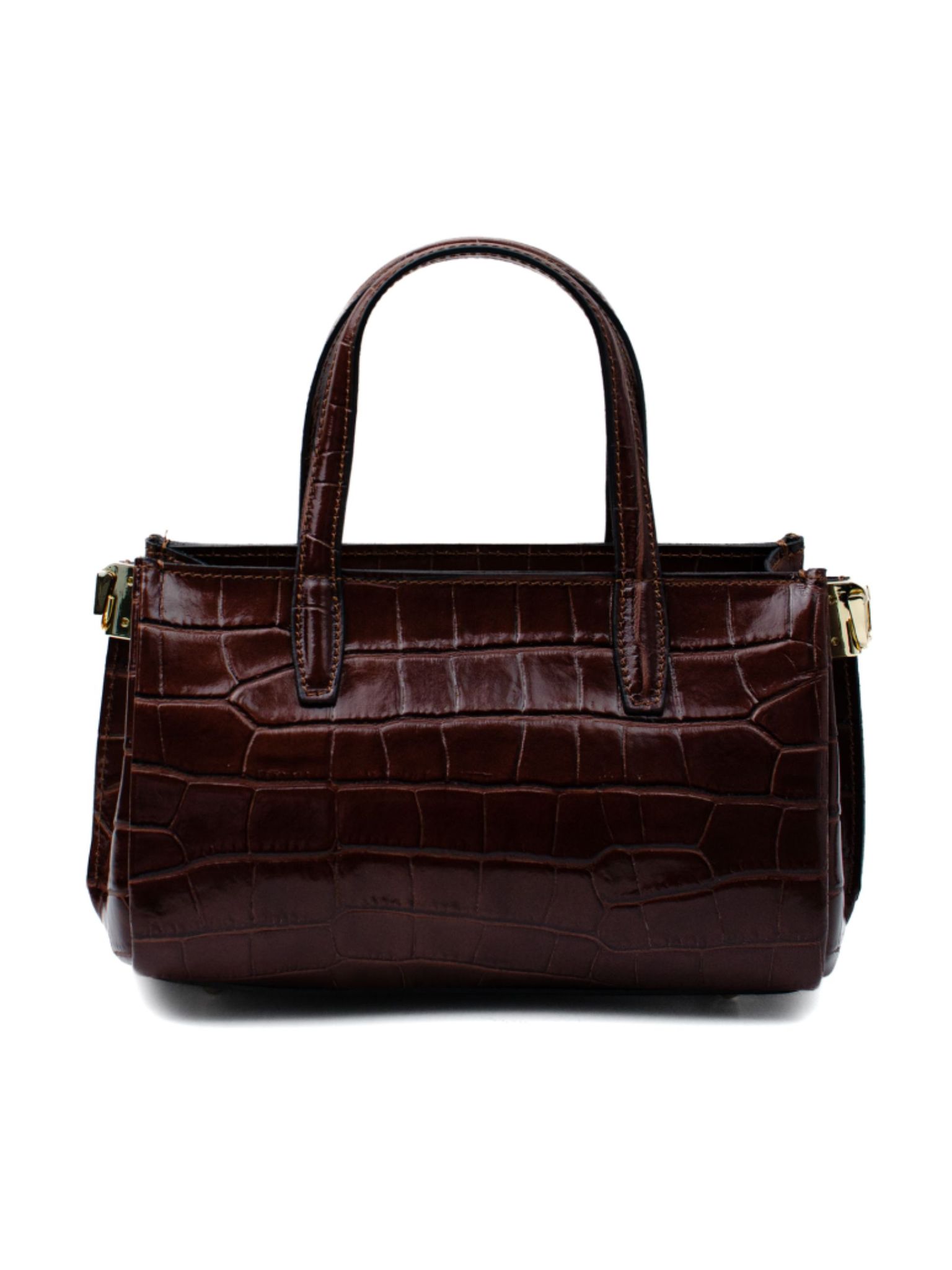 Latalia - Ancona bag croco - Brun blank väska med krokoprägling