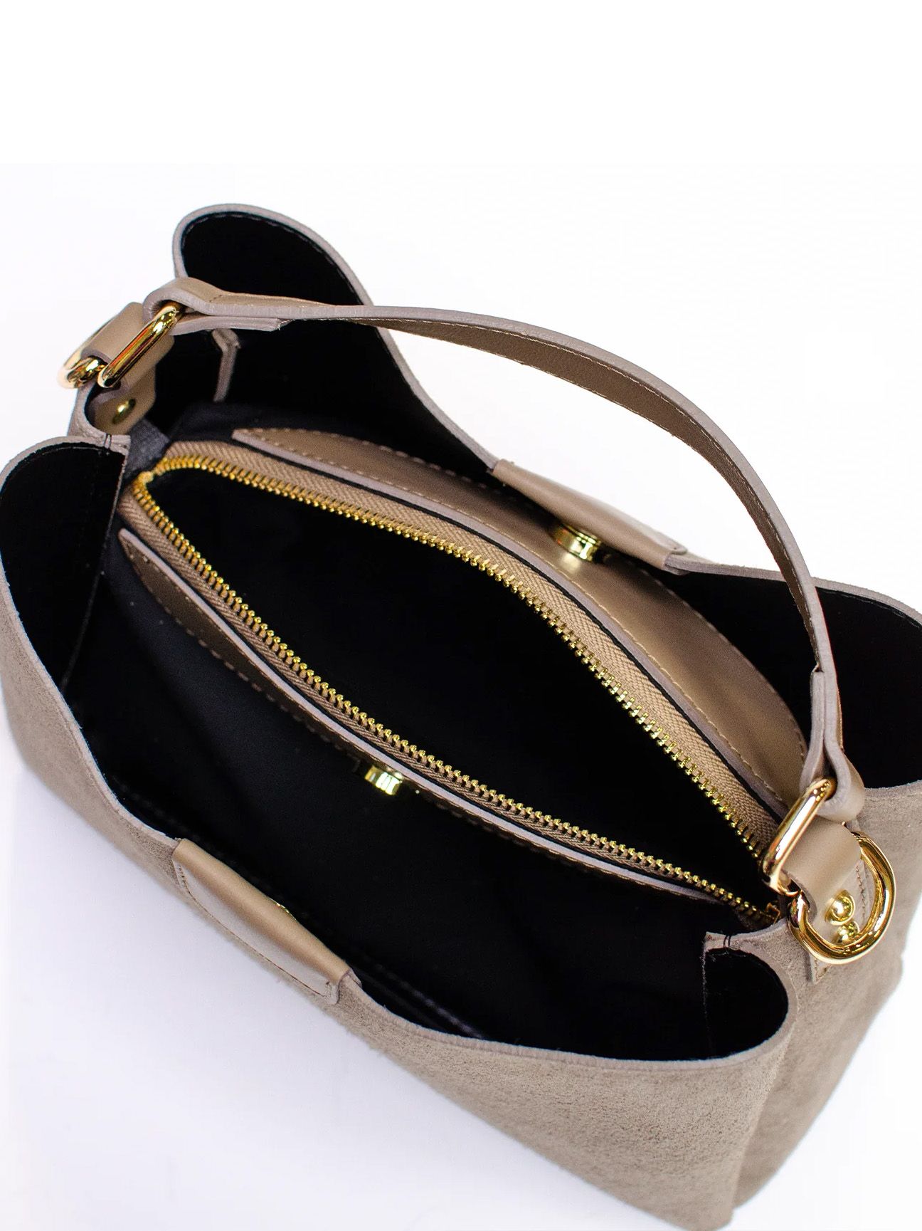 Latalia - Novara Suede - Grå-beige handväska mocka