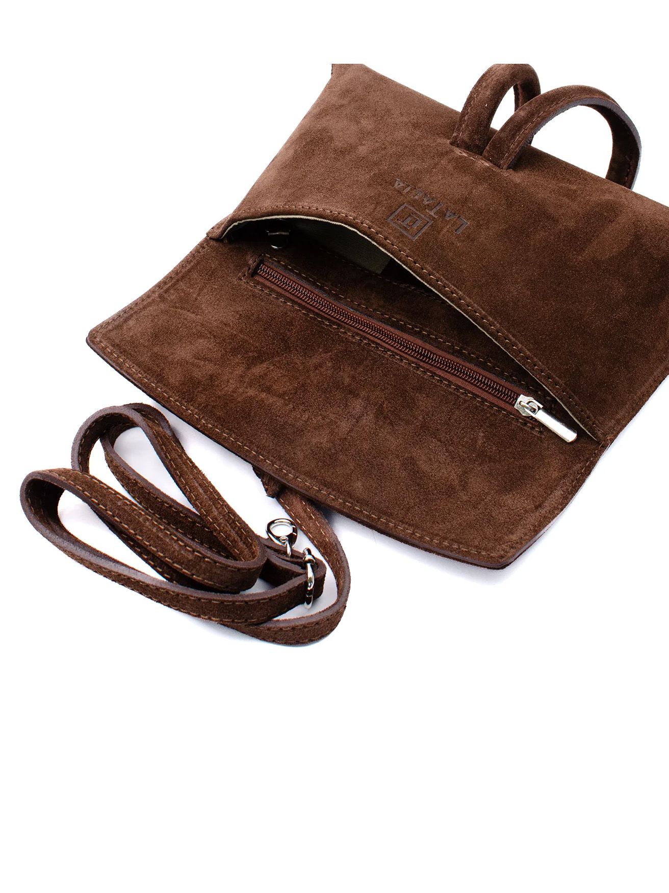 Latalia - Barletta suede - Brun handväska i mocka
