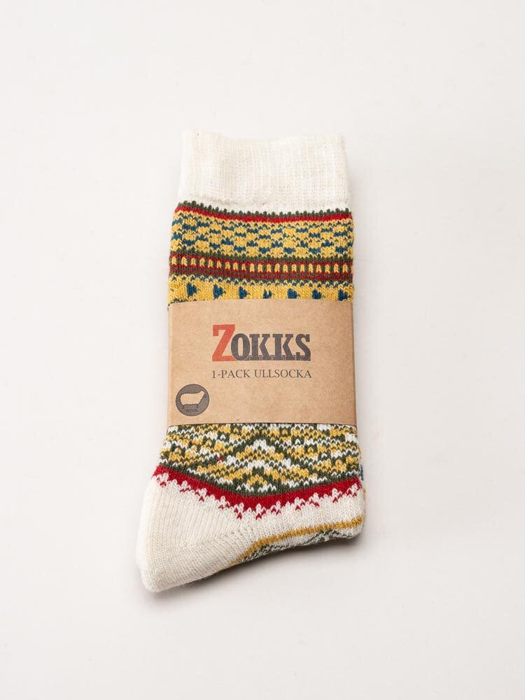 Zokks - Wool 1-pack - Vita multifärgade ullstrumpor