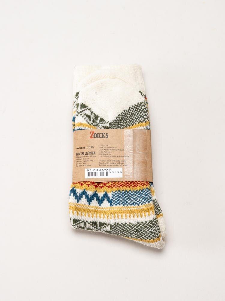 Zokks - Wool 1-pack - Vita multifärgade ullstrumpor