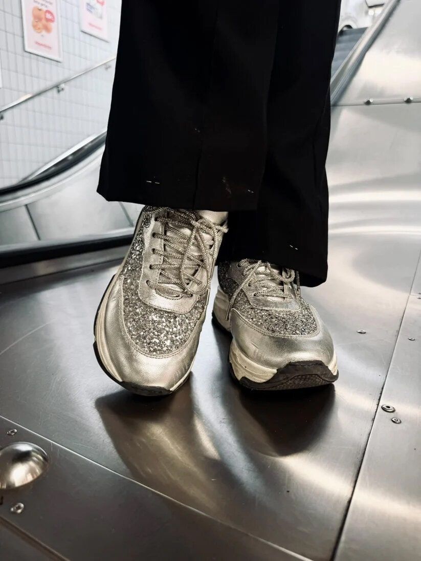 The Shoelace Brand - Luxury Silver 120cm - Silver skoband med glitter och strass