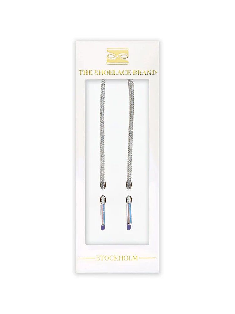 The Shoelace Brand - Luxury Silver 120cm - Silver skoband med glitter och strass