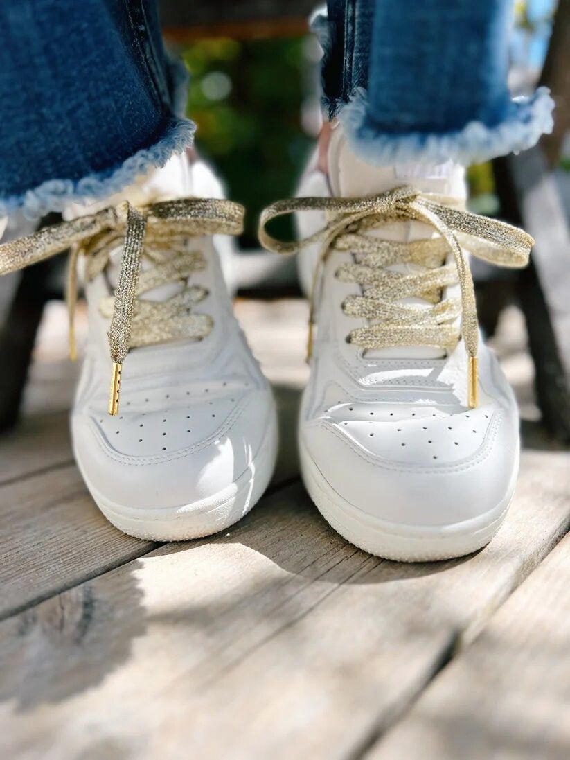 The Shoelace Brand - Glitter Gold 120 - Guld skimmrande skosnören i textil