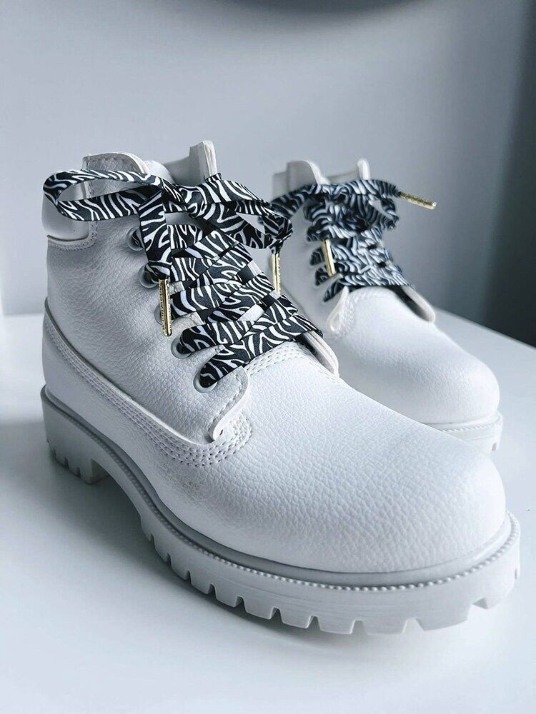 The Shoelace Brand - Classic Zebra 100cm - Zebramönstrade skoband i textil