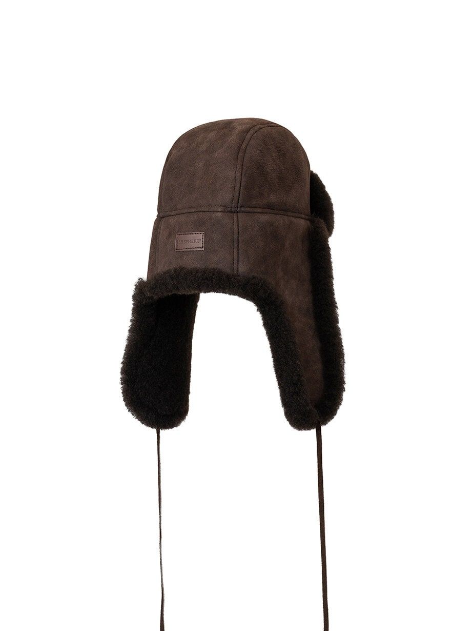 Shepherd - Wengen - Mörkbrun pilothatt i fårskinn
