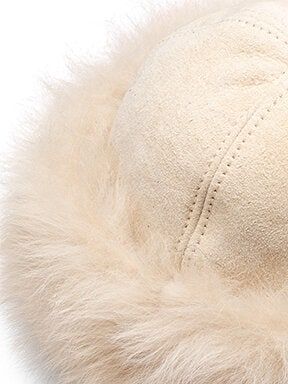 Shepherd - Zermatt - Ljusbeige fårskinnshatt med uppvikt kant