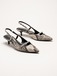 Duffy - Pomezia - Svart-Beige slingback pumps med taxklack