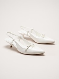 Duffy - Pomezia - Vita slingback pumps med taxklack