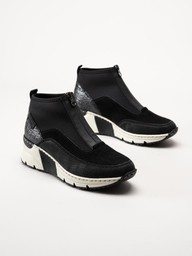 Rieker - Svarta sneakerboots med kilklack