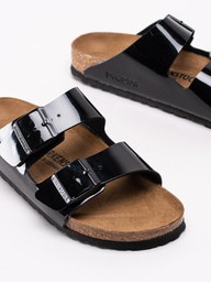 Birkenstock - Arizona Patent - Svarta slip in sandaler i lack med klassisk sula