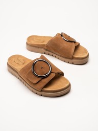Tamaris Wide - Bruna slip in sandaler i mocka