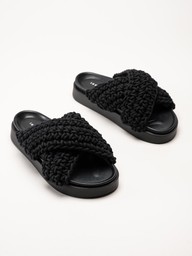 Inuikii - Woven - Svarta grovt virkade sandaler