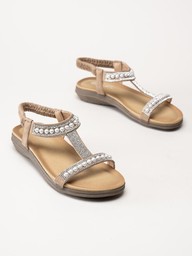 Lunar - 246TANCY - Beige sandaler med pärlor och strass