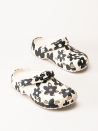 Crocs - Classic Pop Petals Clog - Vit/svarta slip in tofflor