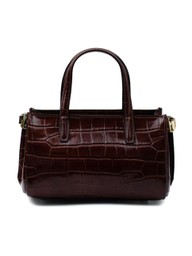 Latalia - Ancona bag croco - Brun blank väska med krokoprägling