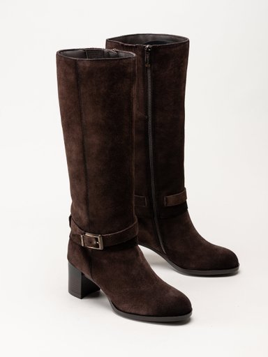 Tamaris - Bruna mockastövlar med klack