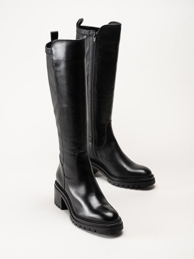 Tamaris - Svarta fodrade stövlar i skinn