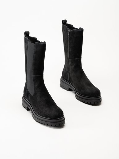 Rosa Negra - Svarta höga resårboots i mocka