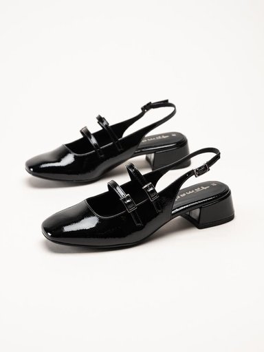 Tamaris - Svarta slingback pumps i lack