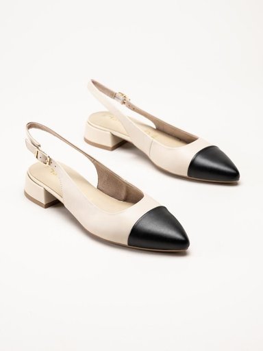 Tamaris - Off white slingback pumps i skinn