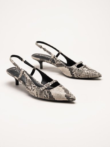 Duffy - Pomezia - Svart-Beige slingback pumps med taxklack