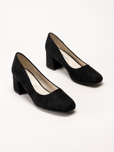 Rieker - Svarta pumps i microtextil