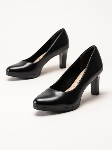 Tamaris - Svarta pumps i skinn