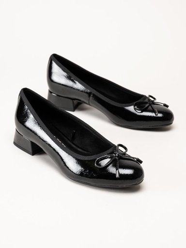 Marco Tozzi - Svarta ballerina pumps i lack