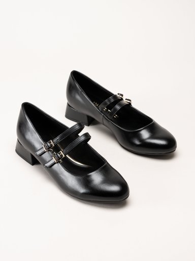 Marco Tozzi - Svarta pumps i skinnimitation