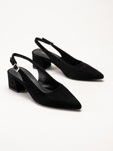 Vagabond - Marta - Svarta slingback pumps i mocka