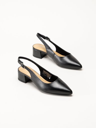 Tamaris - Svarta slingback pumps i skinn
