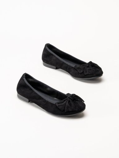 Tamaris - Svarta ballerinaskor i mocka