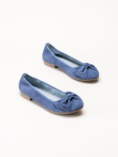 Tamaris - Blå ballerinaskor i mocka