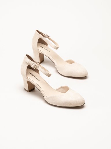 Tamaris - Beige pumps med ankelsleif