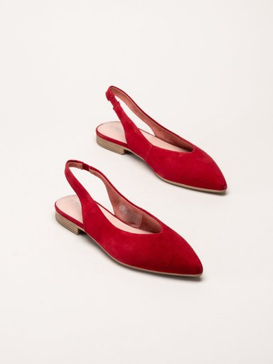 Tamaris - Röda slingback pumps i mocka