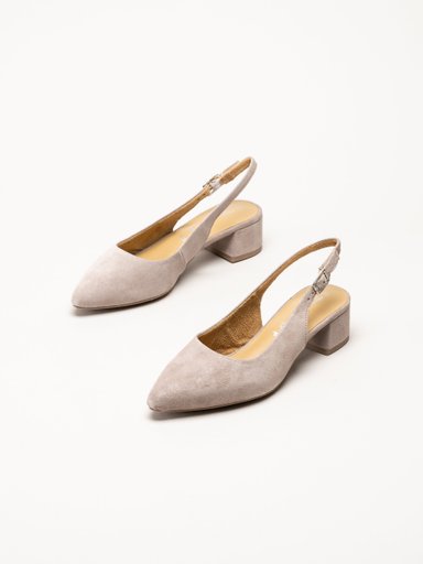 Tamaris - Beige slingback pumps i mocka