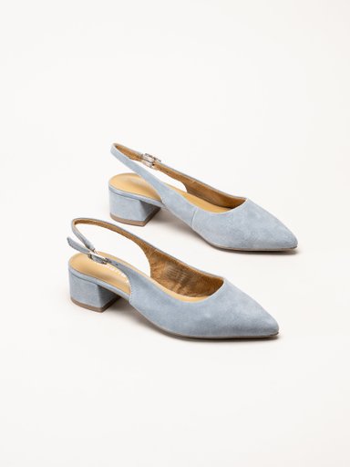 Tamaris - Ljusblå slingback pumps i mocka