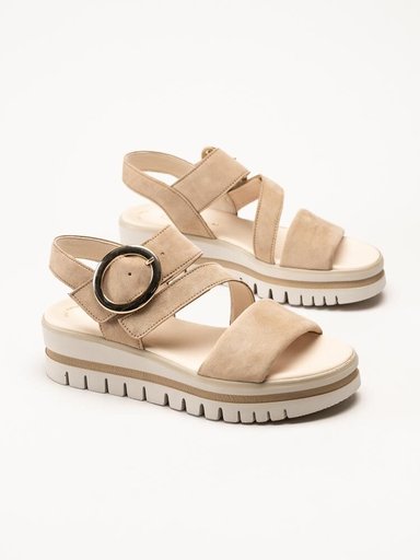 Gabor - Beige platåsandaler i mocka