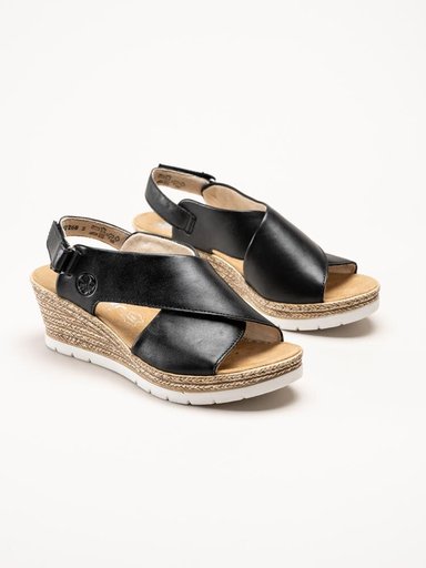 Rieker - Svarta kilklackade sandaletter